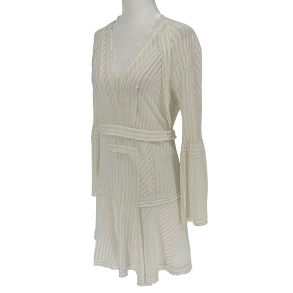 IRO Gwen A Line Bell Sleeves Flared Skirt V Neckline Mini Dress US‎ Size 4 FR 36 - Picture 4 of 11